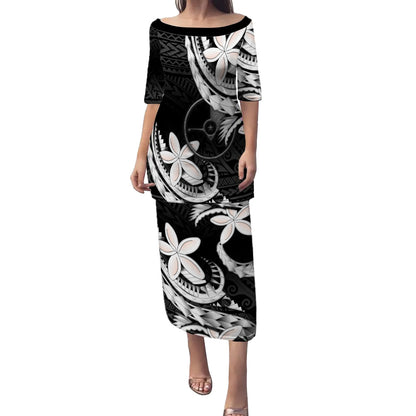 Yap State Combo Puletasi And Shirt Polynesian Patterns Plumeria Flowers Special Style