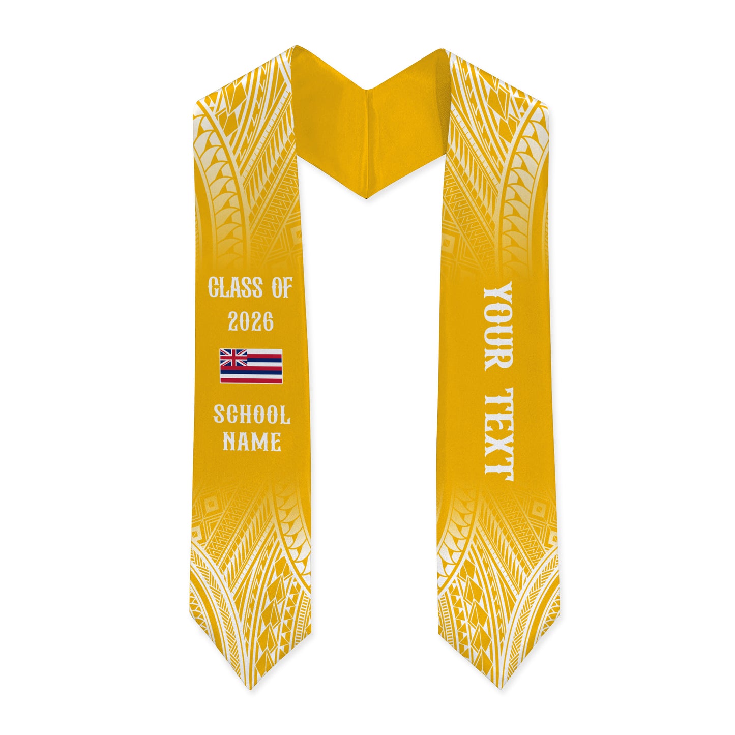 Hawaii Graduation Stole Custom 2026 Polynesian Tribal Blue Hawaiian Flag