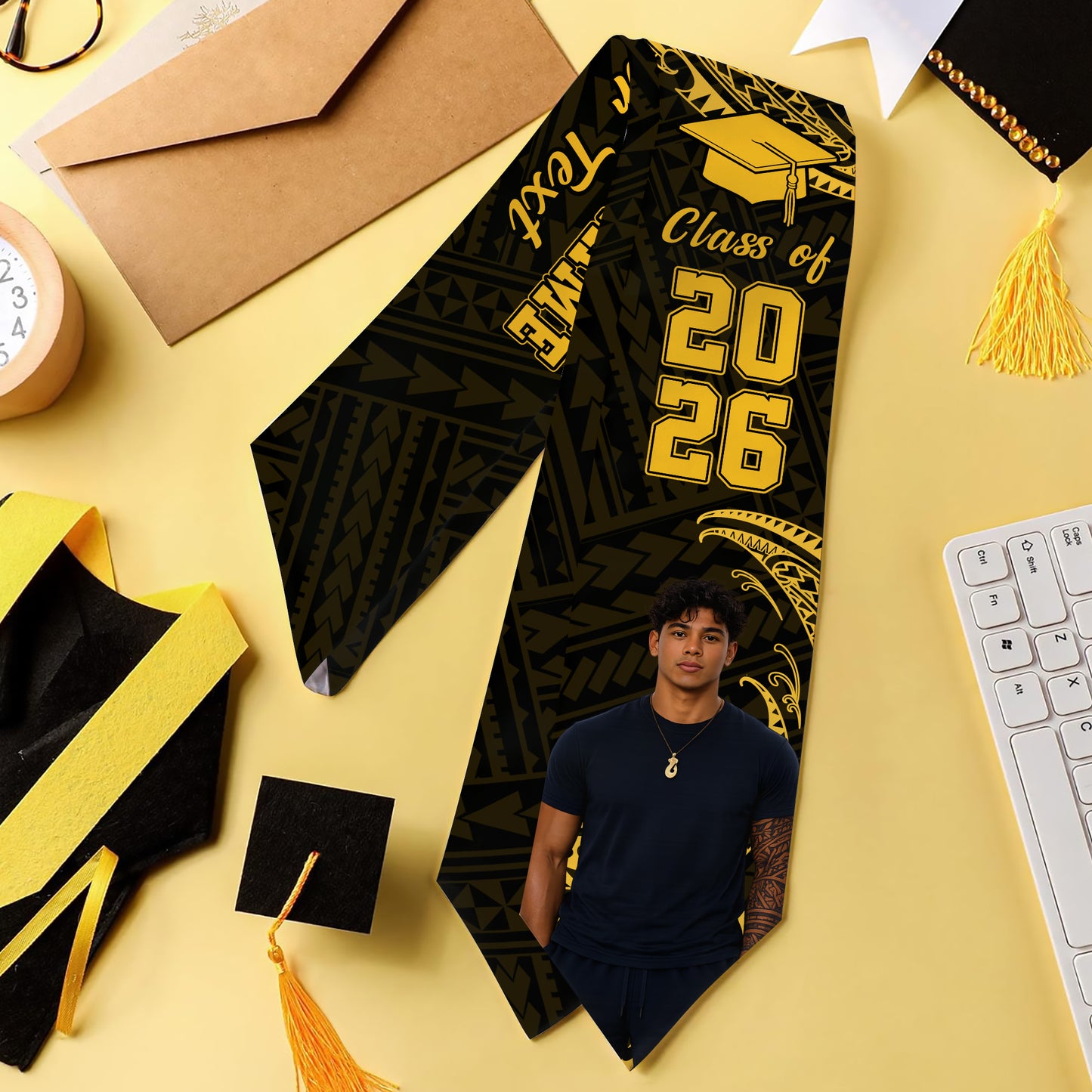 Hawaii Graduation Stole Custom Class 2026 Tribal Wave