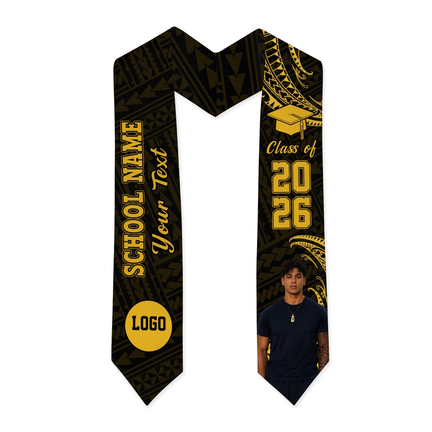 Hawaii Graduation Stole Custom Class 2026 Tribal Wave