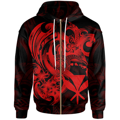 Polynesian Hawaii All Over Hoodie - Kanaka Maoli Red Turtle