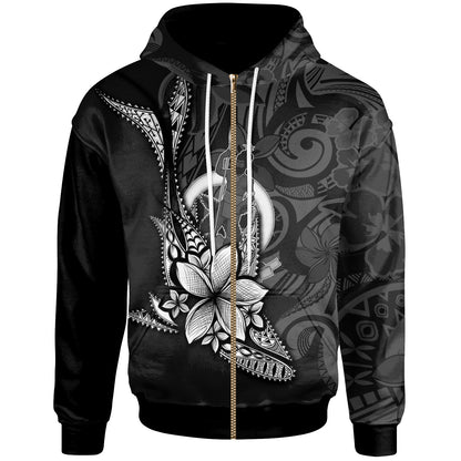 Vanuatu Hoodie - Fish With Plumeria Flowers Style